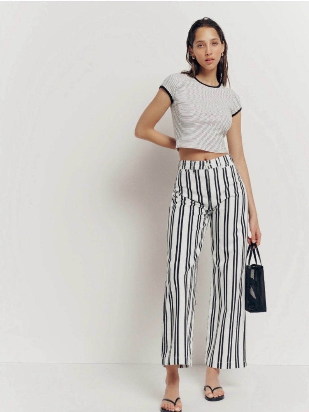 Reformation high waisted striped pant
